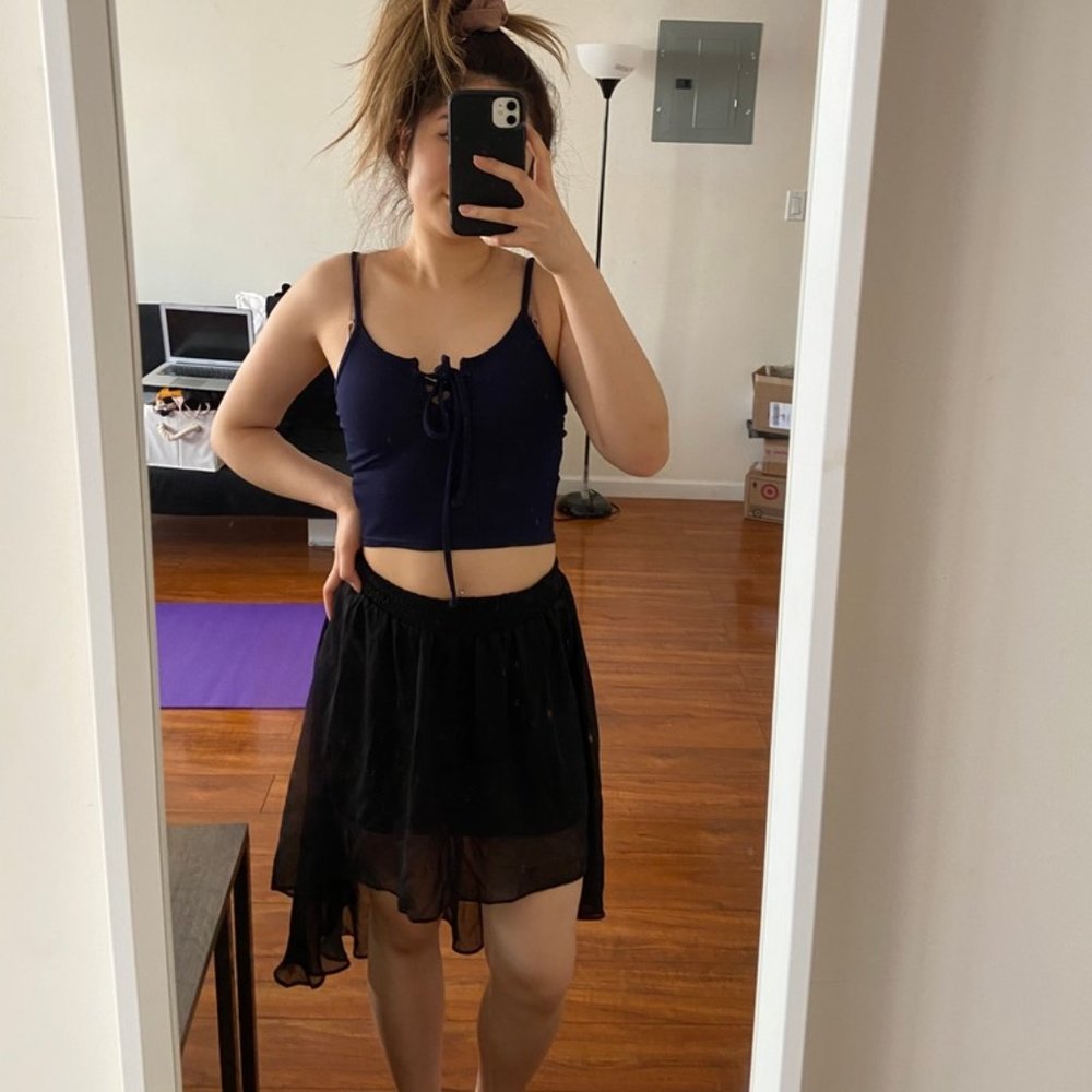 Black High Low Midi Mini Skirt